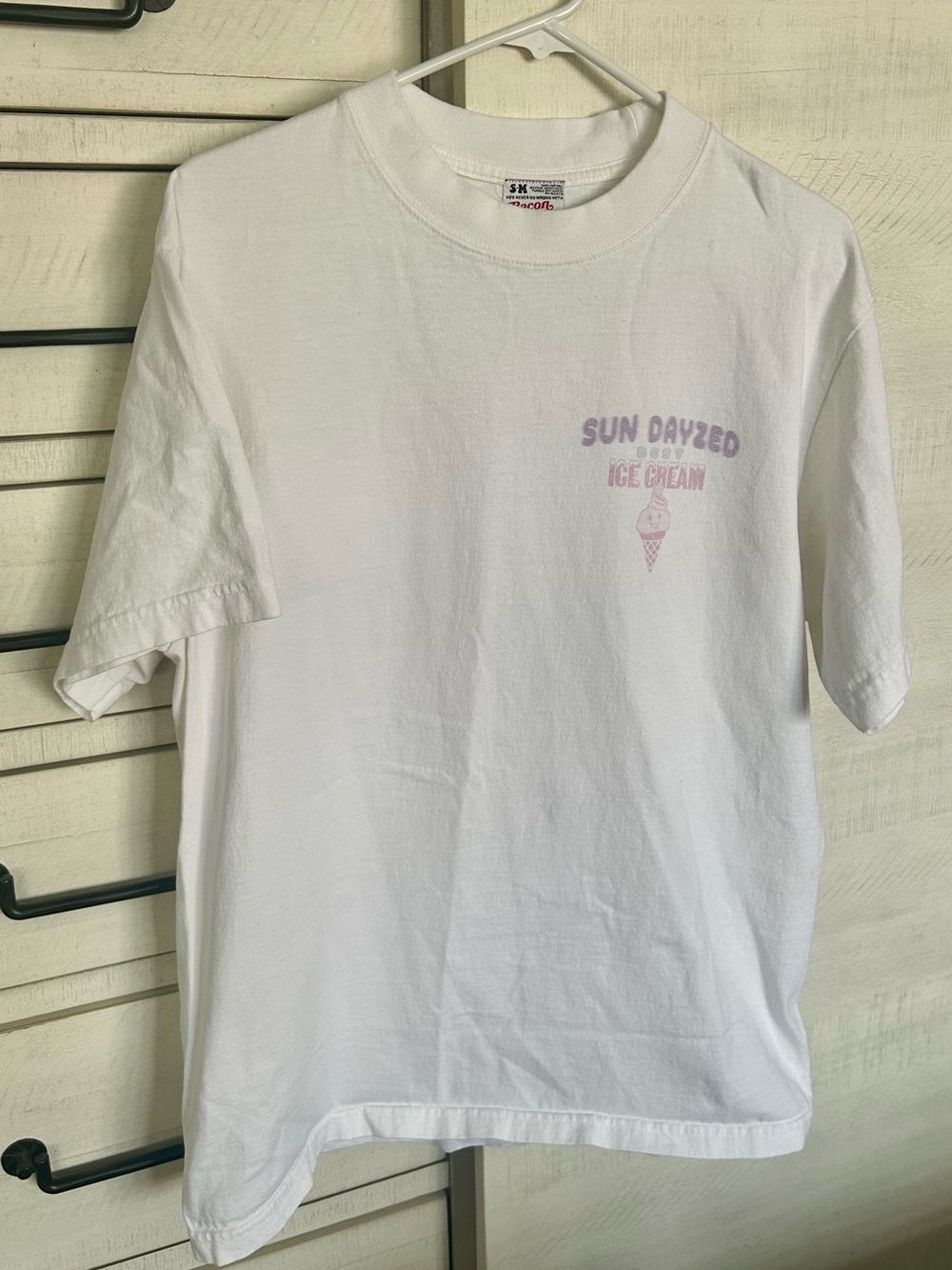 Sun Dayzed Ice Cream Graphic Tee - White with Light Purple Print